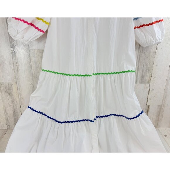 Ann Mashburn Sz S Isla Maxi Shirtdress Dress White Ric Rac - Picture 4 of 16